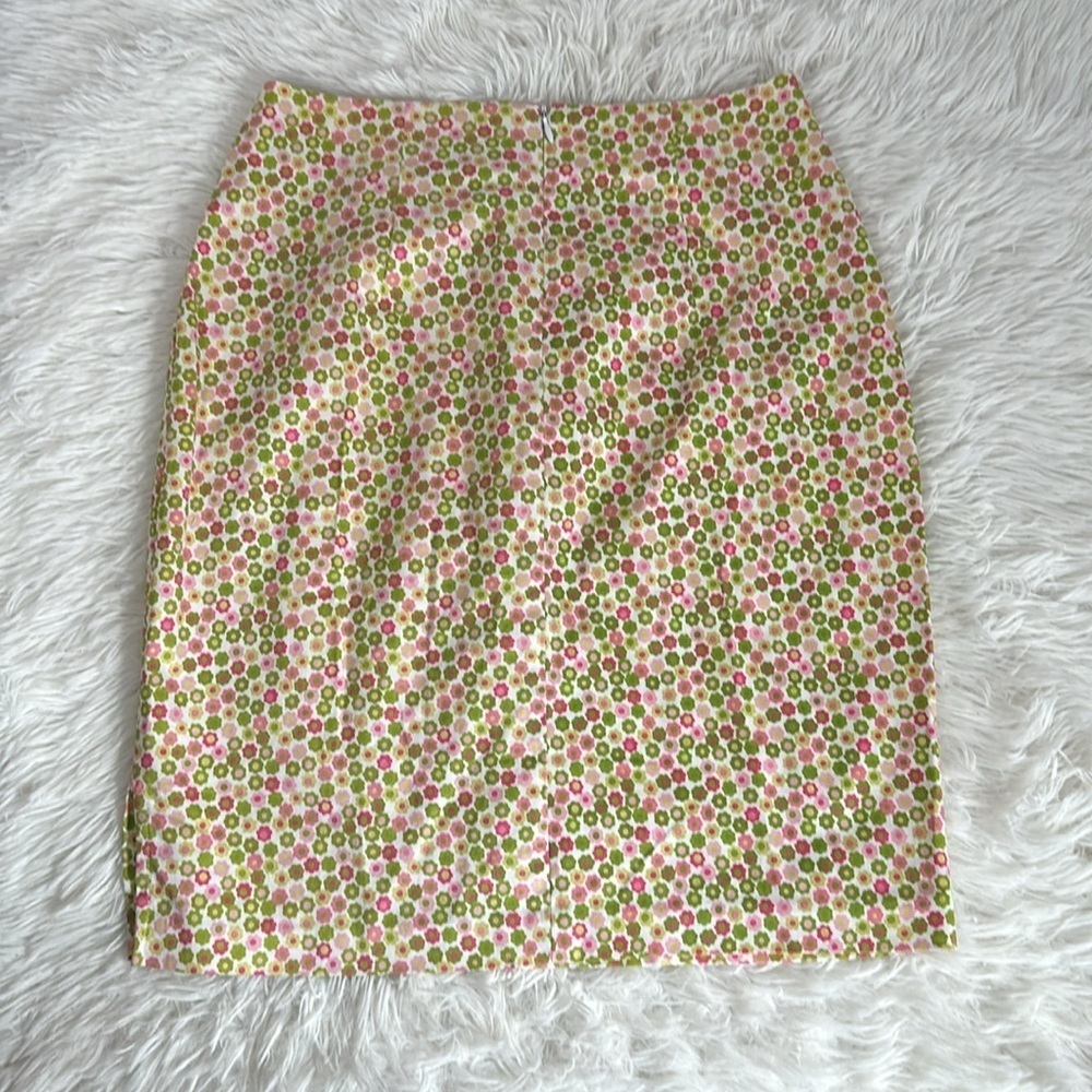 Annie Alexander Bright Green & Pink Floral Pencil Skirt Vintage Size 4 - Picture 5 of 9